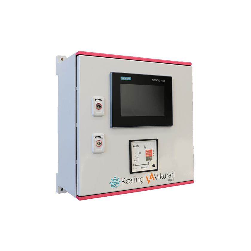 Útleiðslutafla frá Kælingu Víkurafli. Mælir útleiðslu frá rafbúnaði um borð í skipum.